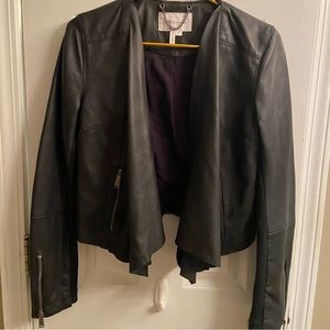 BCBGeneration drape front leather jacket